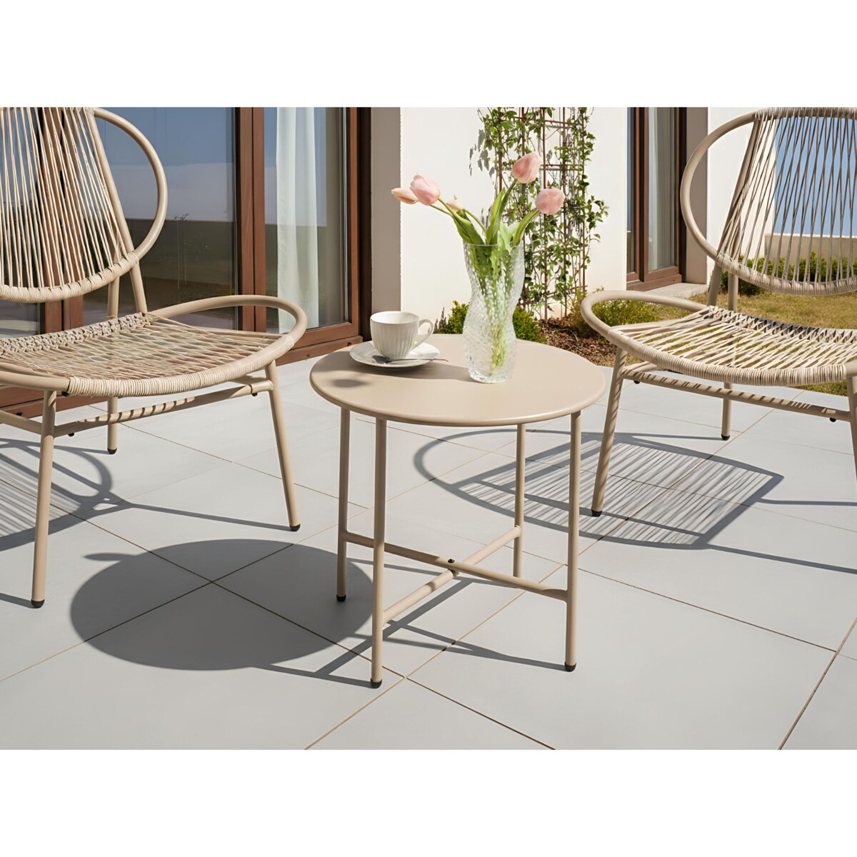 Stolik bistro OVARO 50 cm Metal Beżowy