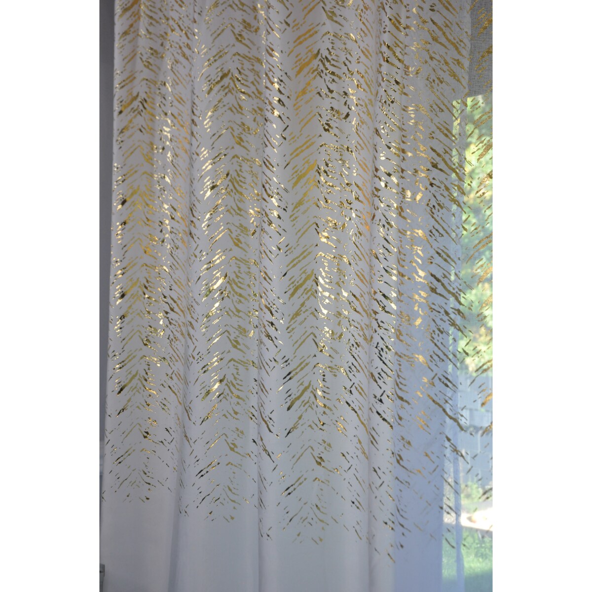 zasłona welurowa "velvet glow" złoty print 140x250 cm przelotki biała