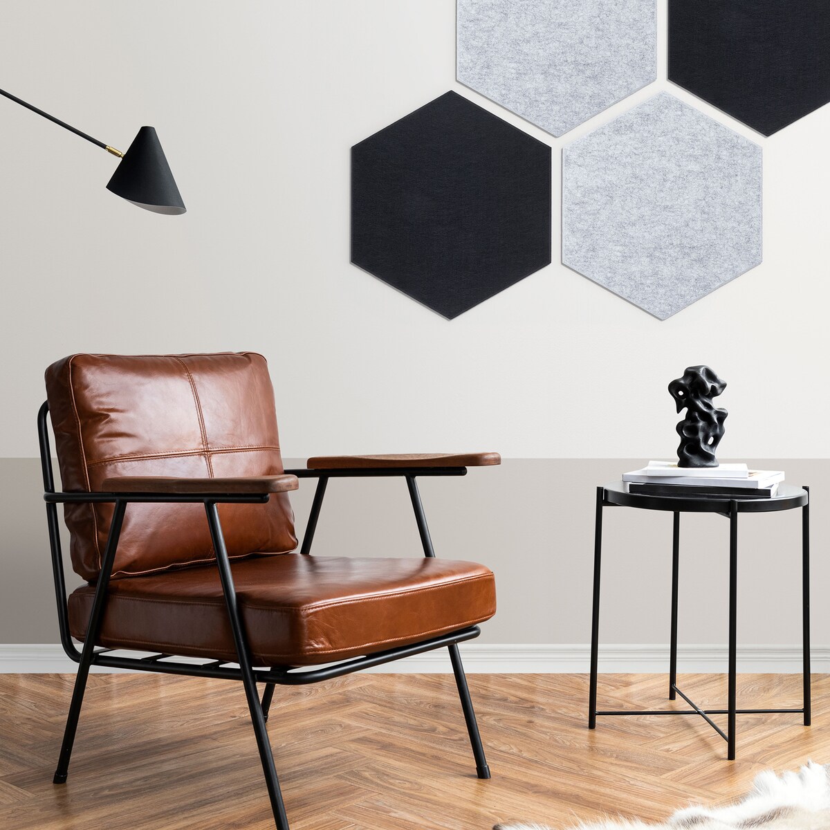 Zestaw 2 szt panel filcowy Felly 40x46 cm płytka heksagon gładki szary