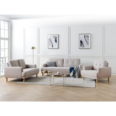 Zestaw wypoczynkowy tapicerowany beżowoszary TUVE