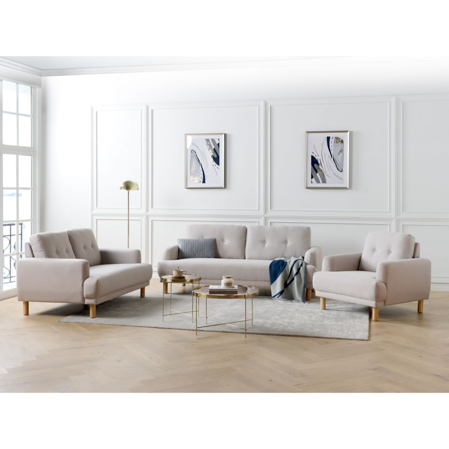 Zestaw wypoczynkowy tapicerowany beżowoszary TUVE