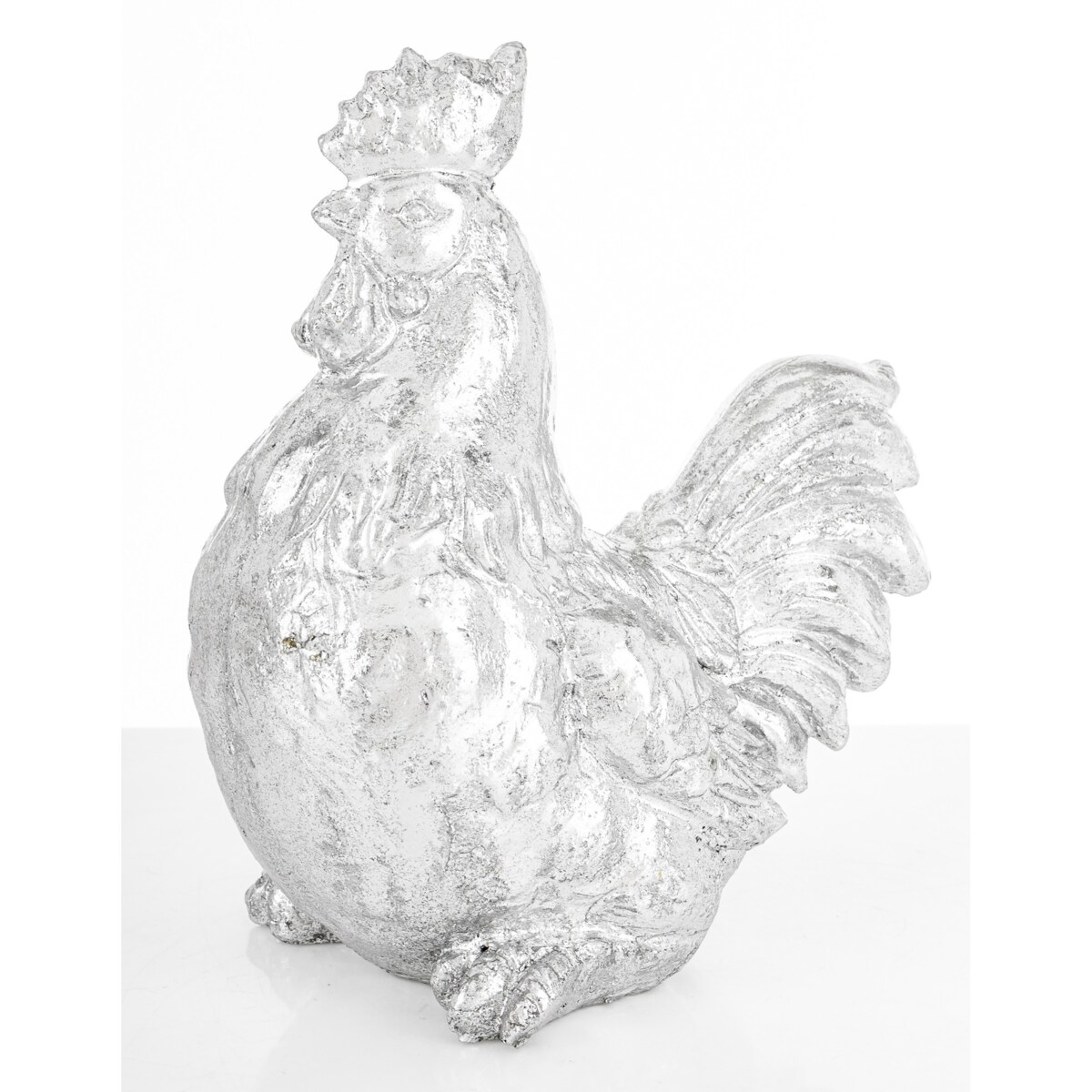 Dekoracja - kogut 19x10x16 cm srebrny POLLAME-2