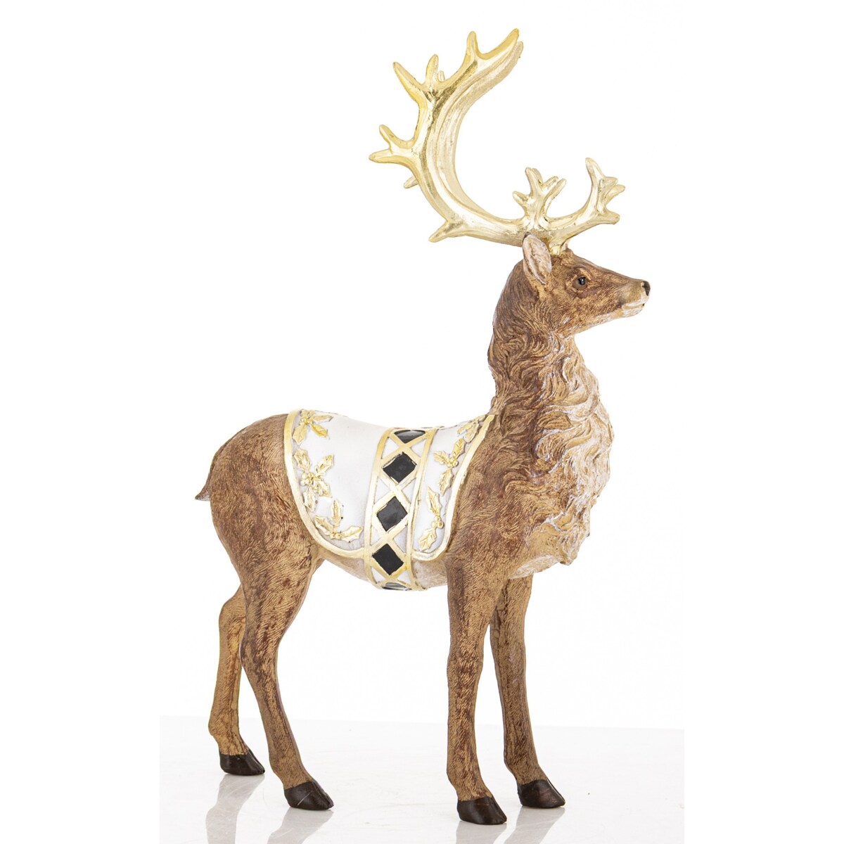Figurka - stojący jeleń 35x9x21 cm OLEN-4 z białą derką w romby