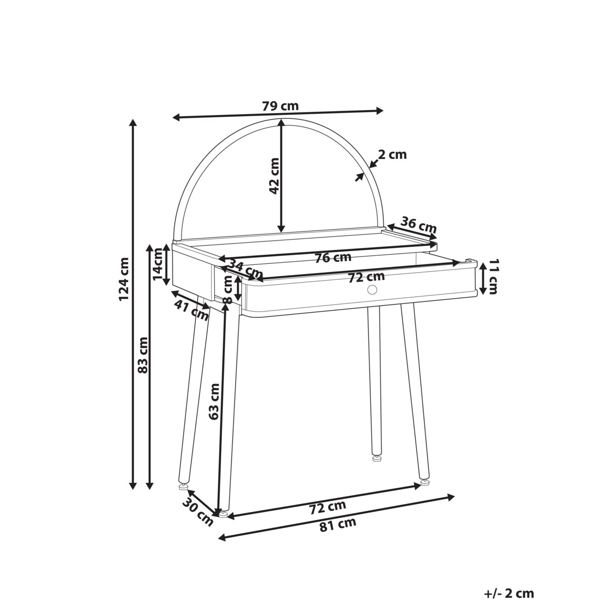 Toaletka z lustrem RANCHERIA Jasnobrązowy