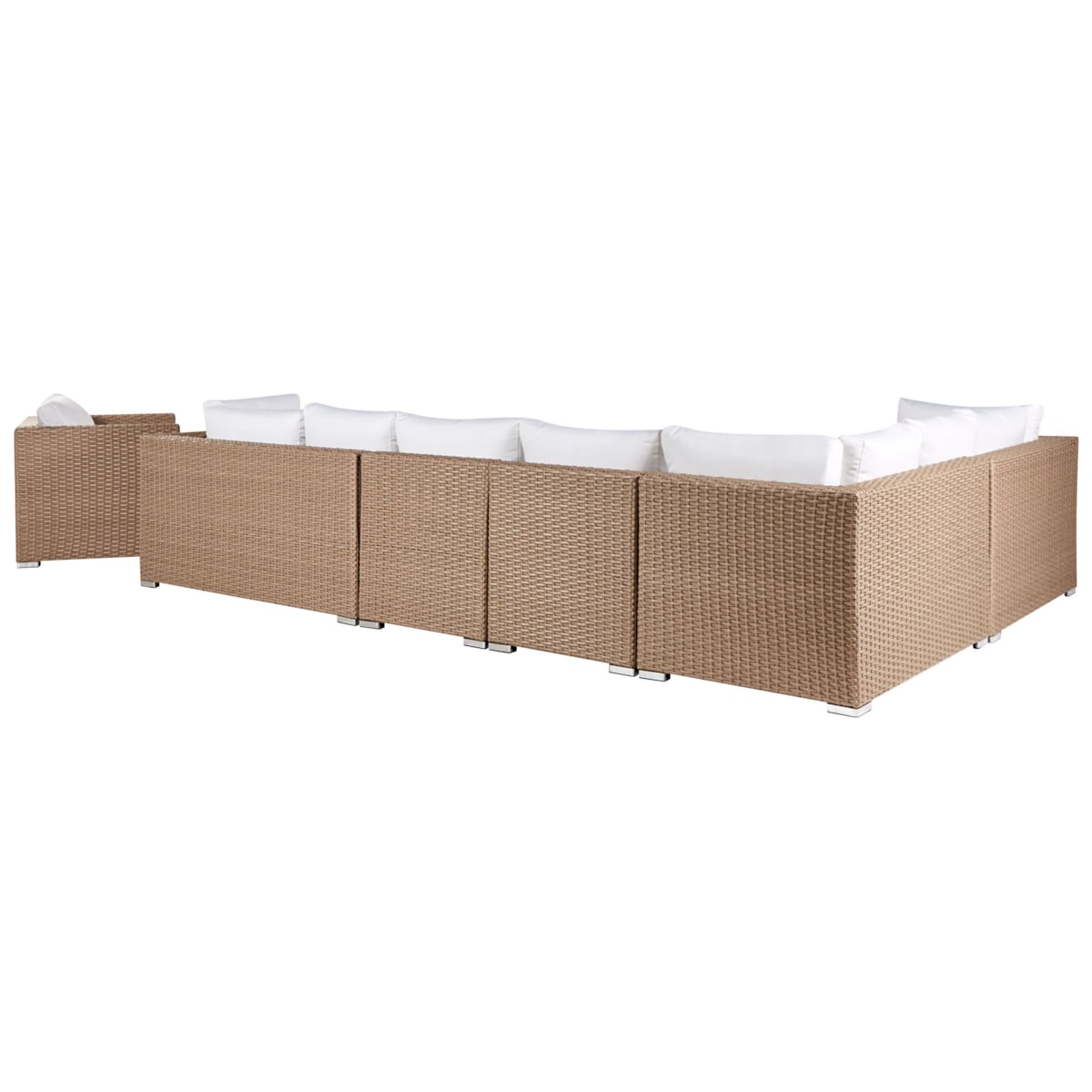 Zestaw ogrodowy ze stolikiem dla 8 osób XXL Prawostronny Modułowy Technorattan Piaskowy