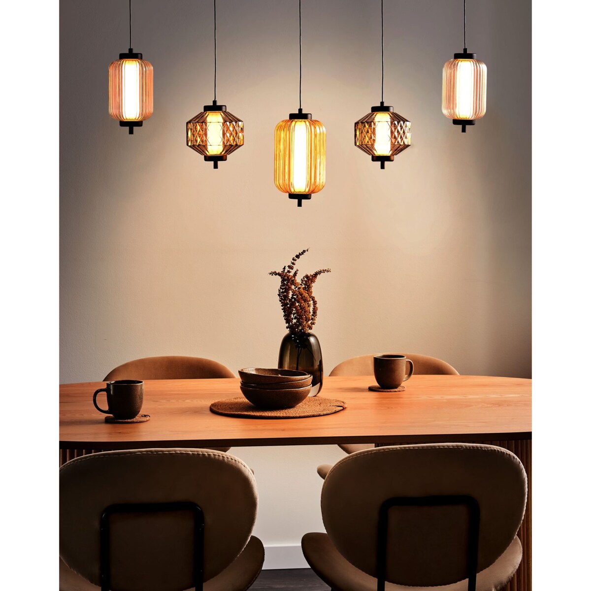 Lampa wisząca ledowa szklana 5-punktowa wielokolorowa SULLANE