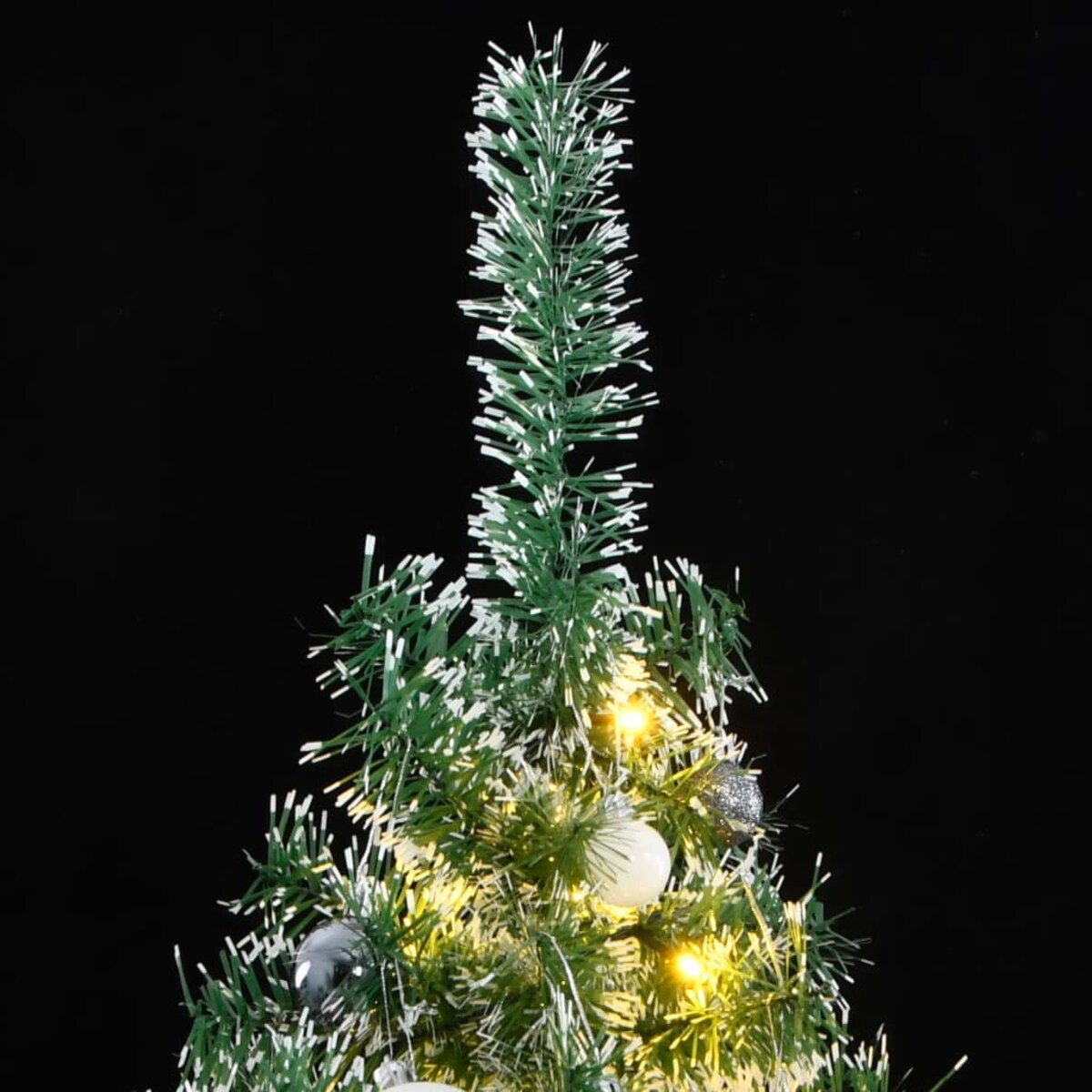 vidaXL Sztuczna choinka z 300 LED, bombkami i śniegiem, 210 cm