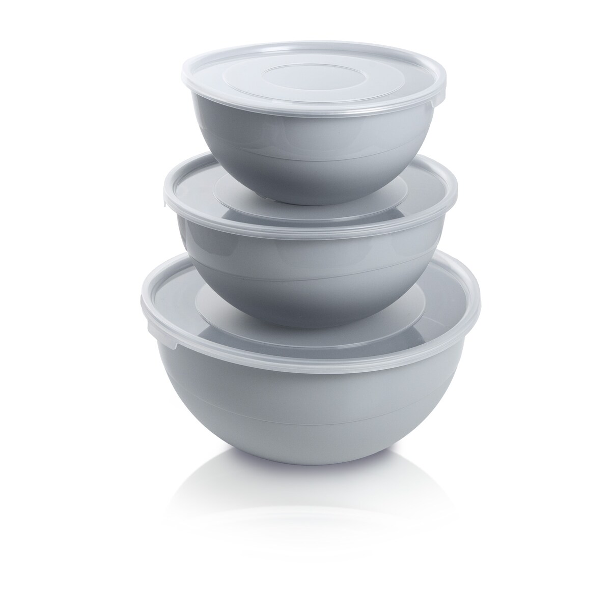Miska Plastikowa Okrągła Kuchenna Z Pokrywką Zamykaniem Zestaw Misek 3 Szt. Misa Szara