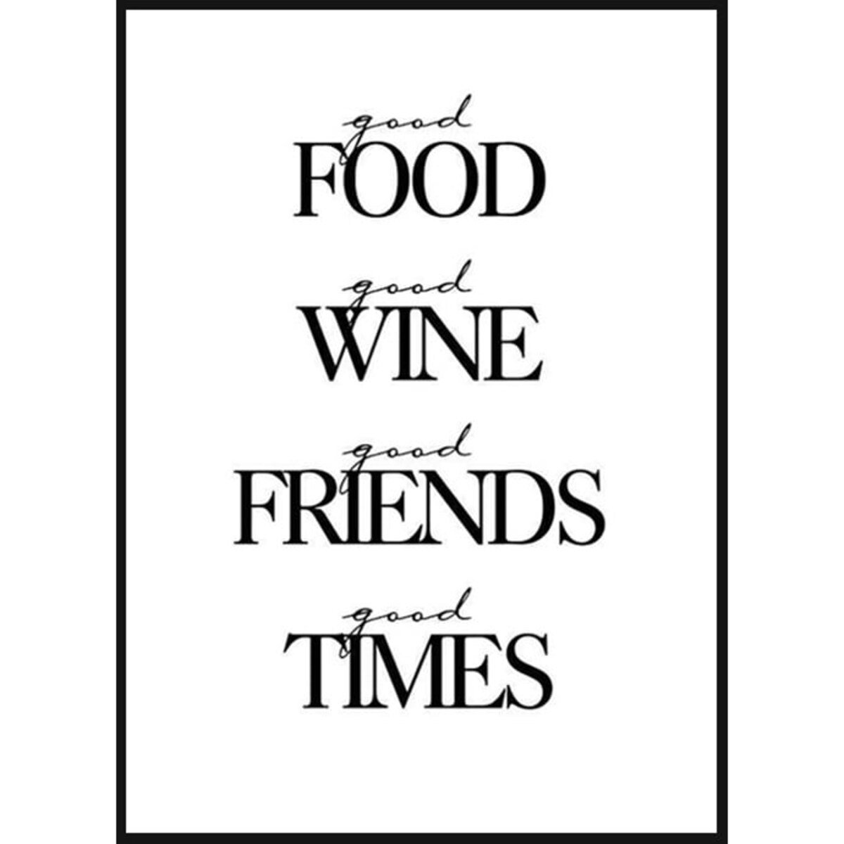 Poster Story, Plakat, Obraz - Food Wine Friends Times, wymiary 70 x 100 cm