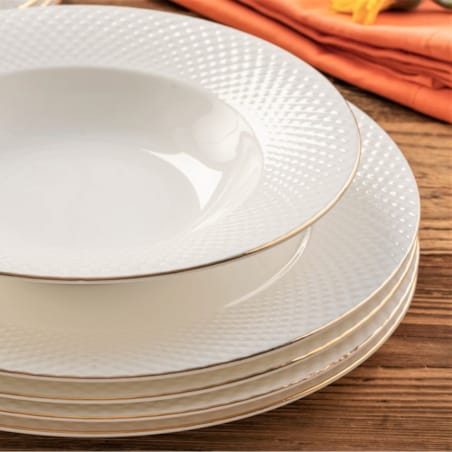 VILLA ITALIA Serwis obiadowy porcelanowy na 6 osób BARI GOLD