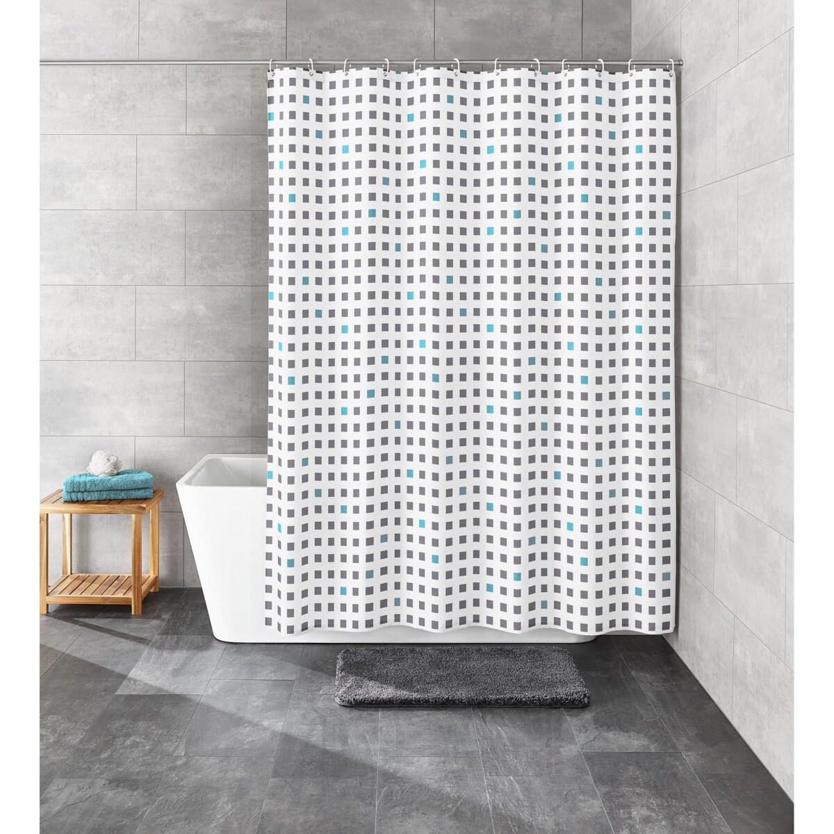 Kleine Wolke Casket Tekstylna Zasłona prysznicowa 180x200 cm Eco Care szary