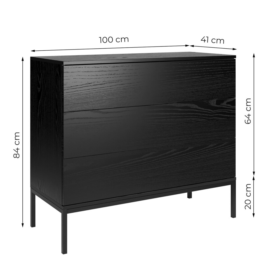 Komoda Wąska Industrialna na metalowych nóżkach, czarna