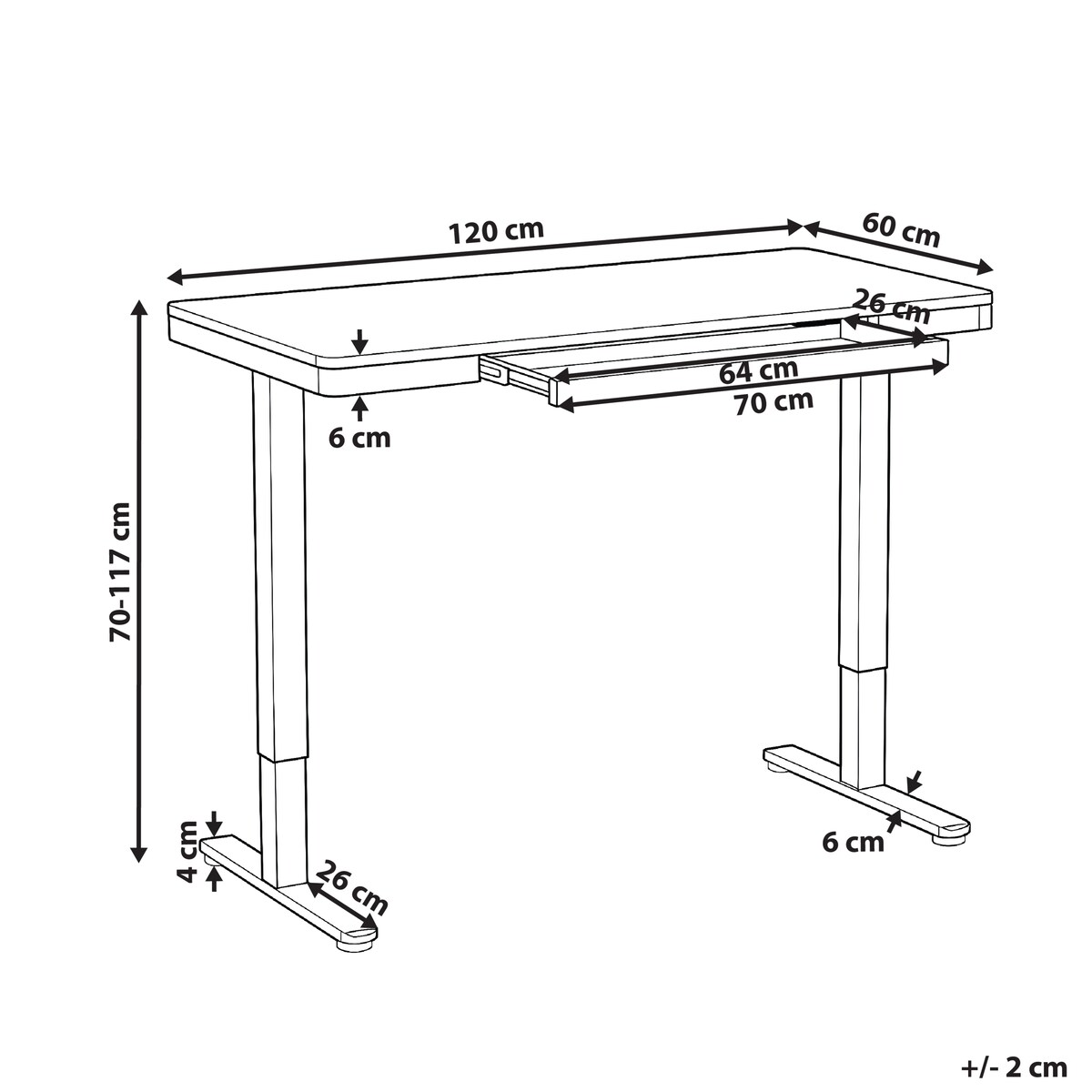 Biurko regulowane elektrycznie PENLY Biały 120 cm 60 cm Z portem USB