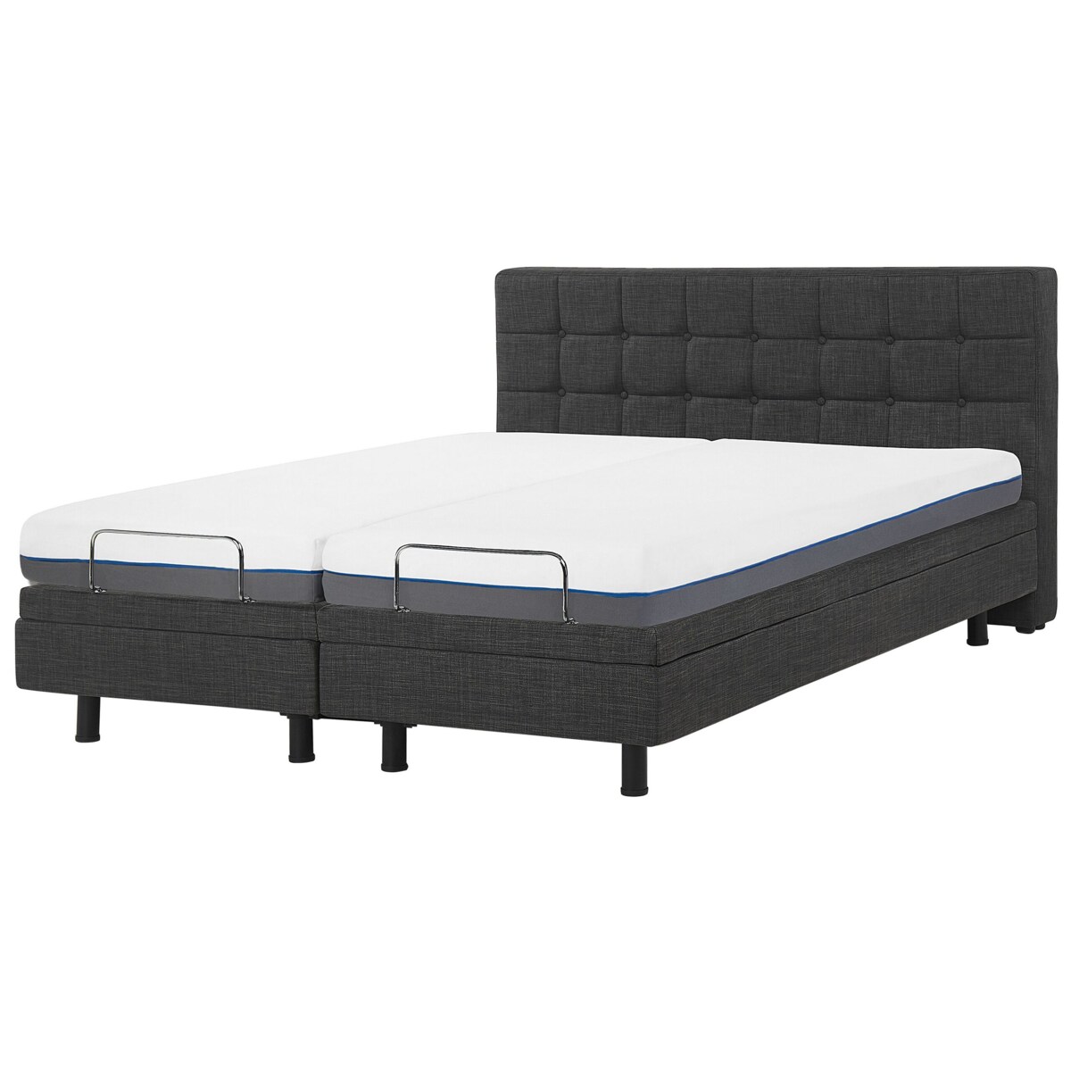 Łóżko regulowane tapicerowane 180 x 200 cm szare DUKE