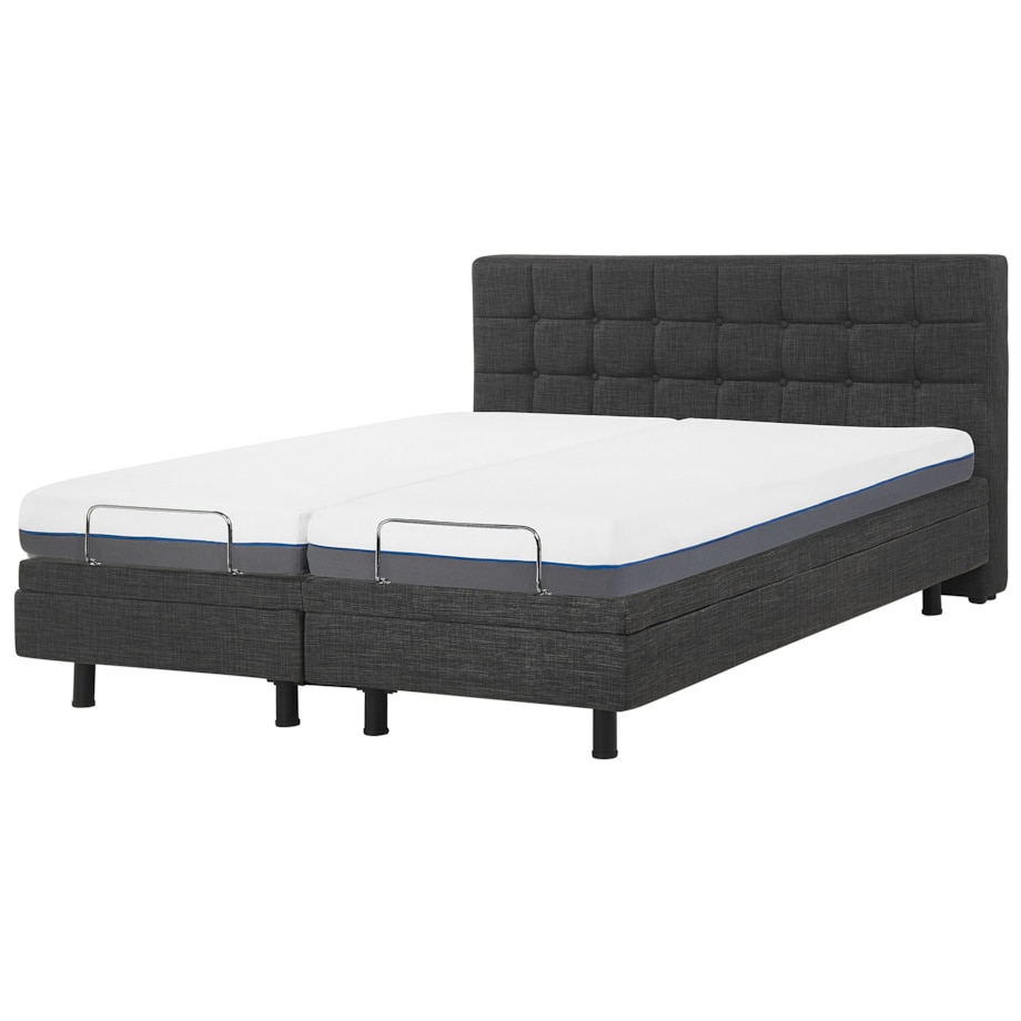 Łóżko regulowane tapicerowane 180 x 200 cm szare DUKE