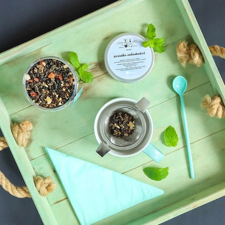 Herbata czarna ŹRÓDŁO MŁODOŚCI o smaku orientalnych owoców goji PREMIUM - herbata liściasta sypana mieszanka napar susz - gotowa na prezent upominek