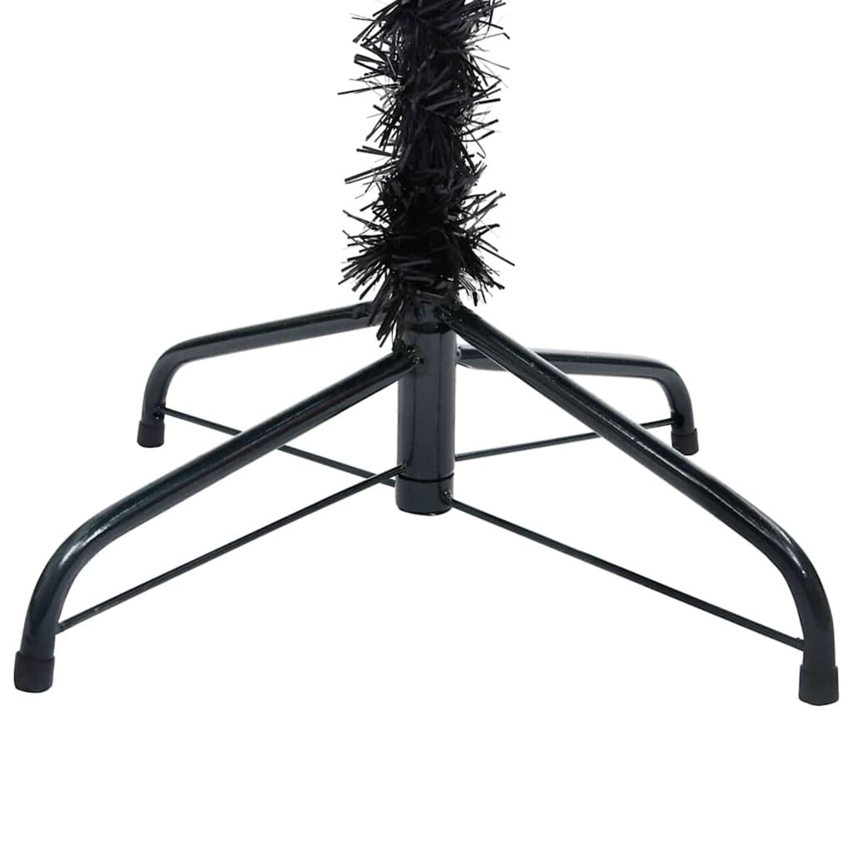vidaXL Sztuczna choinka z lampkami i bombkami, czarna, 210 cm, PVC