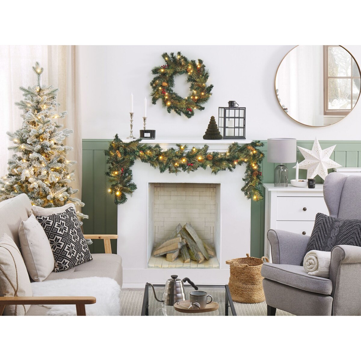 Świąteczna girlanda LED 180 cm zielona TENALA