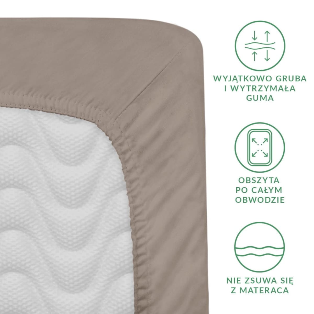 Prześcieradło satynowe z gumką ciemnobeżowe 140 x 200 cm
