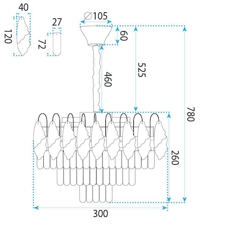 Lampa Sufitowa Wisząca Swe077-Cp 30Cm Chrom, Szkło, Metal, Tkanina
