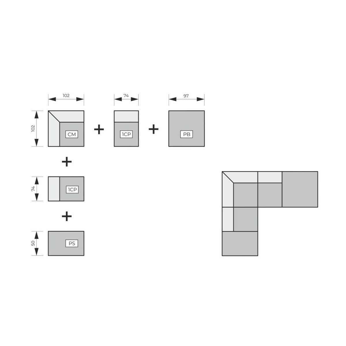 Narożnik modułowy Mojo-Baloo 2085