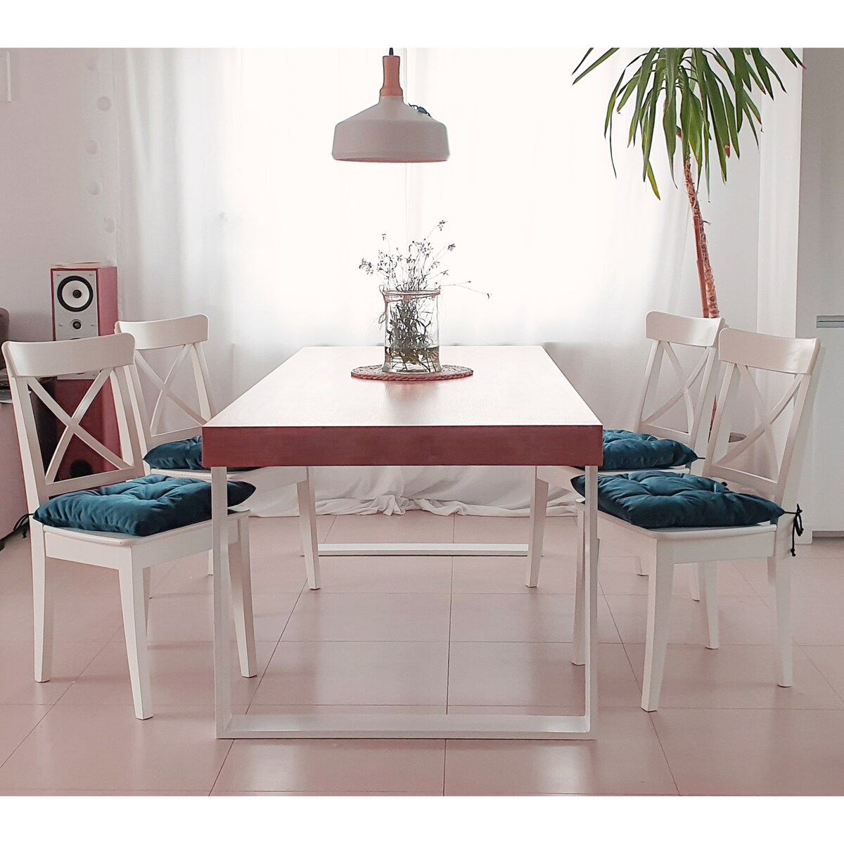 Zestaw 4 poduszek na krzesło/stołek, standard, 45x45 cm, Turkus