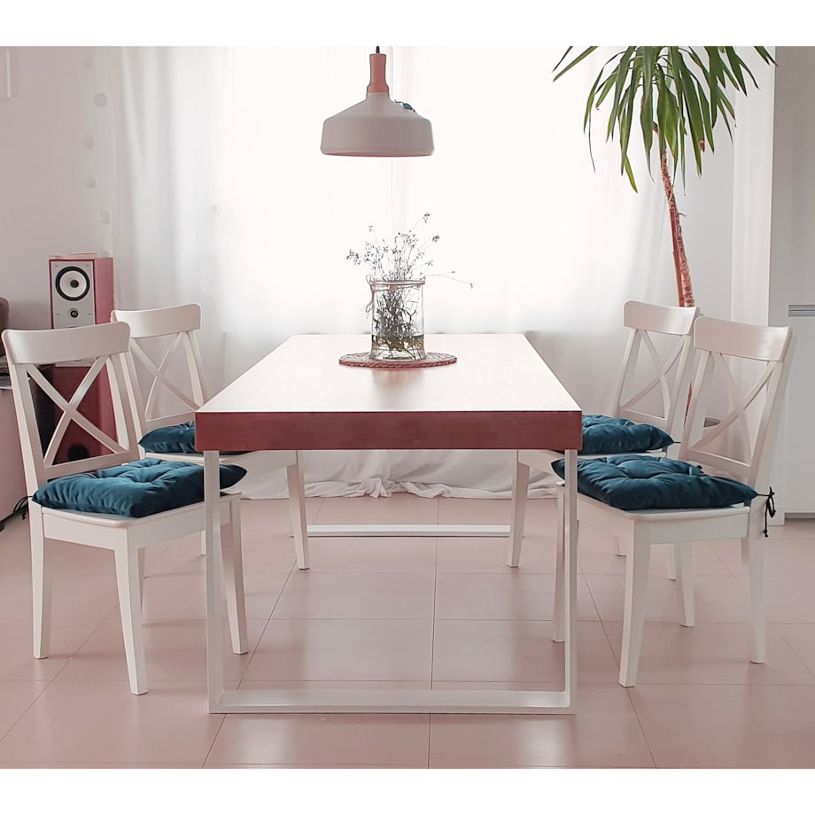 Zestaw 4 poduszek na krzesło/stołek, standard, 45x45 cm, Turkus