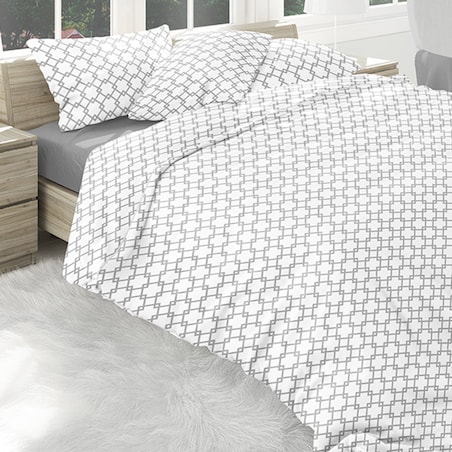 RENA komplet pościeli z bawełny, szary/biały, 160x200