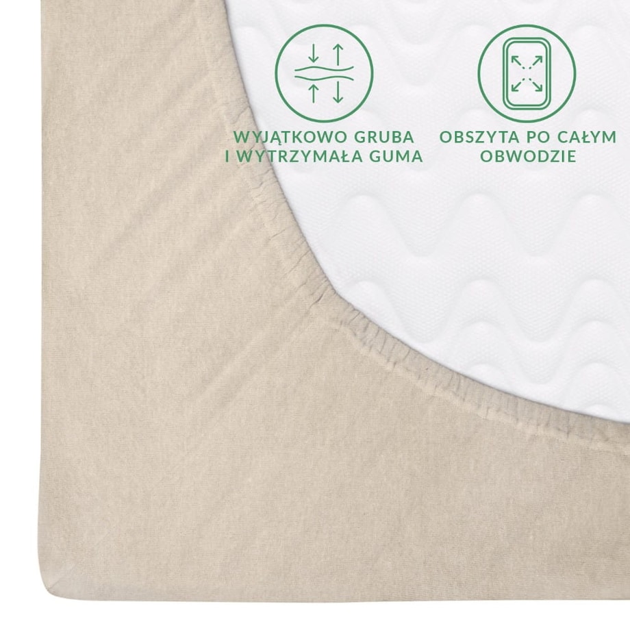 Prześcieradło flanela z gumką 180x200 kolor jasny beż