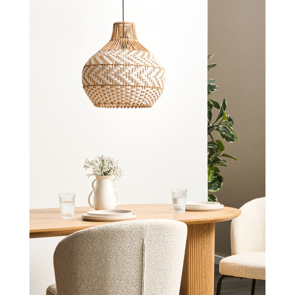 Lampa wisząca YAUCO Rattan Biały