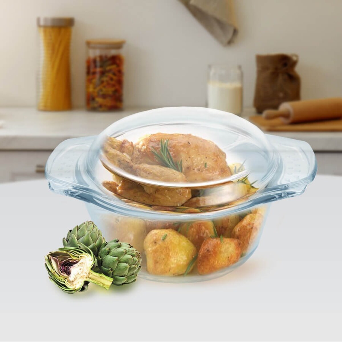Naczynie żaroodporne z pokrywką do pieczenia zapiekania 1.4L MAESTRO