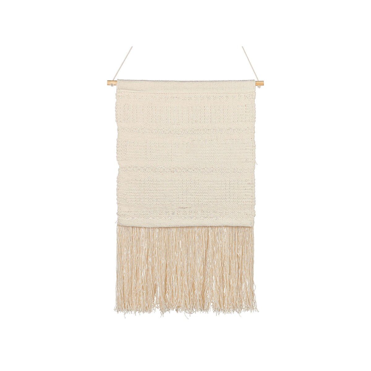 Dekoracja ścienna z frędzlami bawełniana beżowa KAMOKE