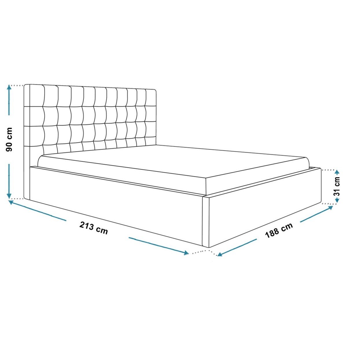 Łóżko tapicerowane SIM 2, 180x200 - Granatowe