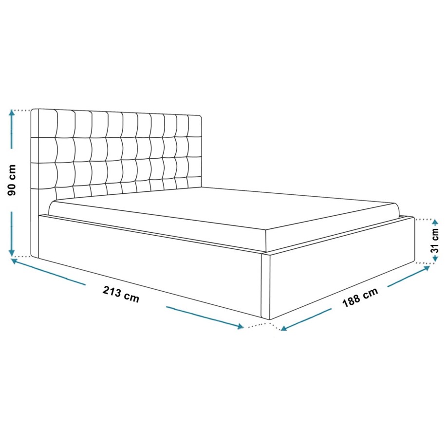 Łóżko tapicerowane SIM 2, 180x200 - Granatowe