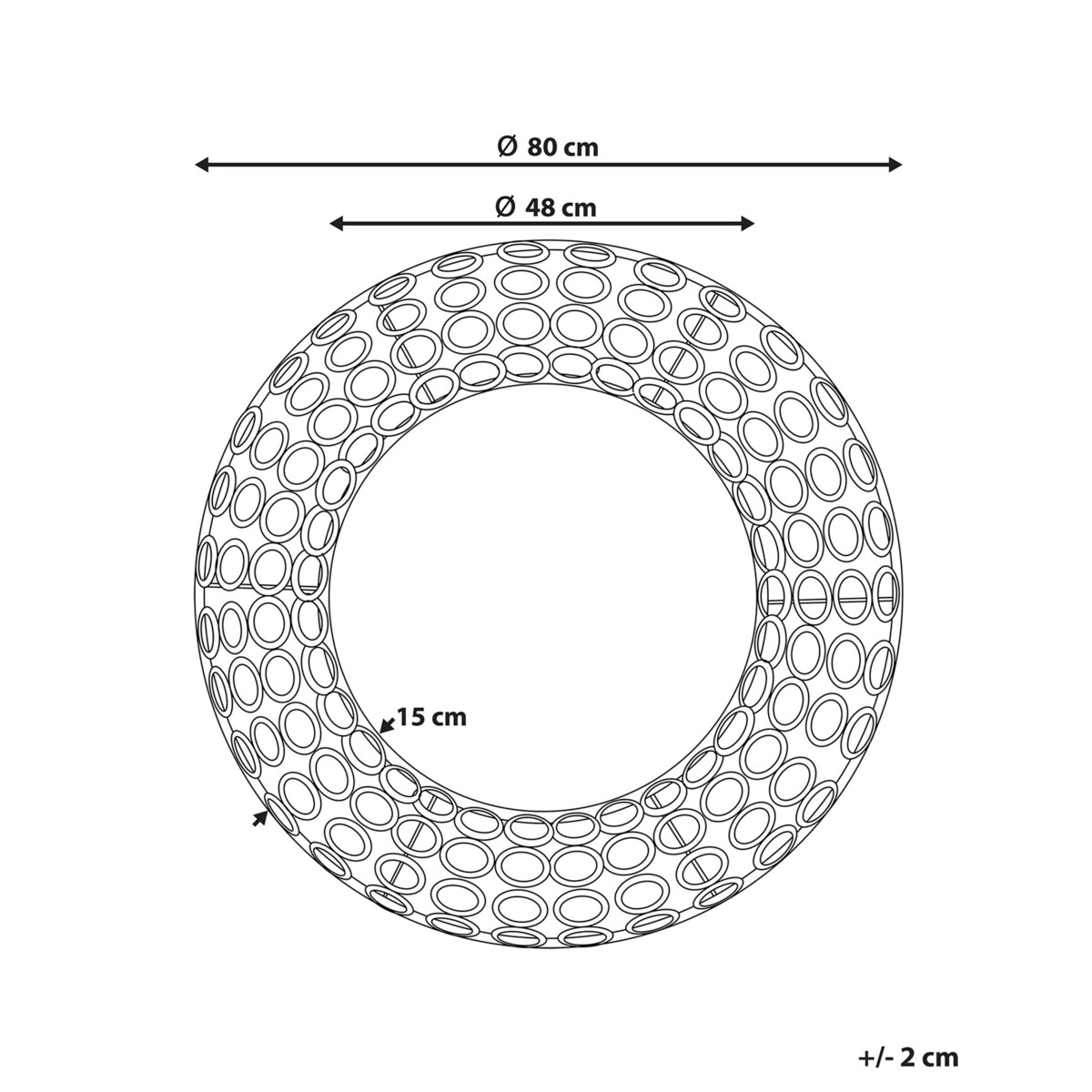 Stalowe okrągłe lustro ścienne ⌀ 80 cm złote BOURDON