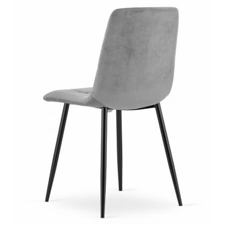 Krzesło Do Jadalni Kuchni Salonu Kara - Jasny Szary Aksamit / Nogi Czarne X 3