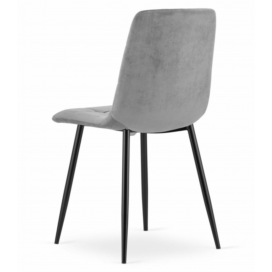 Krzesło Do Jadalni Kuchni Salonu Kara - Jasny Szary Aksamit / Nogi Czarne X 3