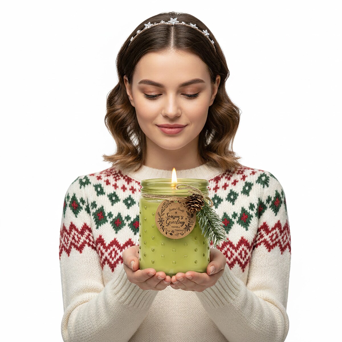 Świeczka Na Boże Narodzenie Dekoracja Ozdoba Świąteczna Limonkowa