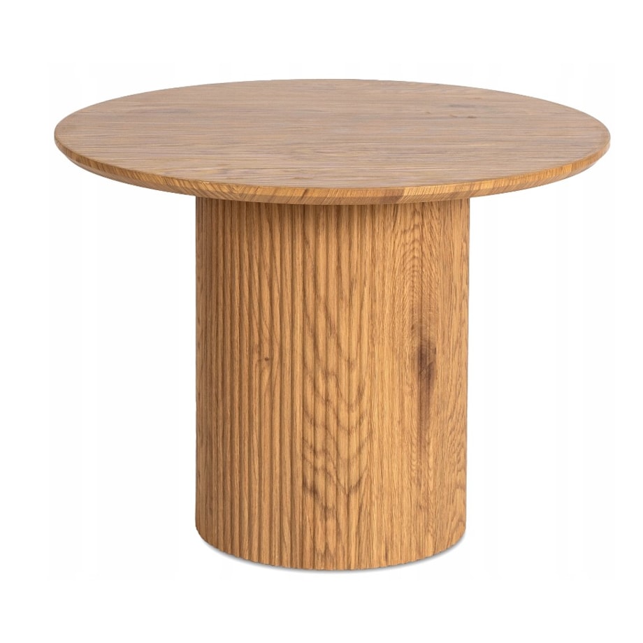 Stolik Kawowy Okrągły Mały Dąb Lamel Loft Nowoczesny Okrągła Ława MAYLIN