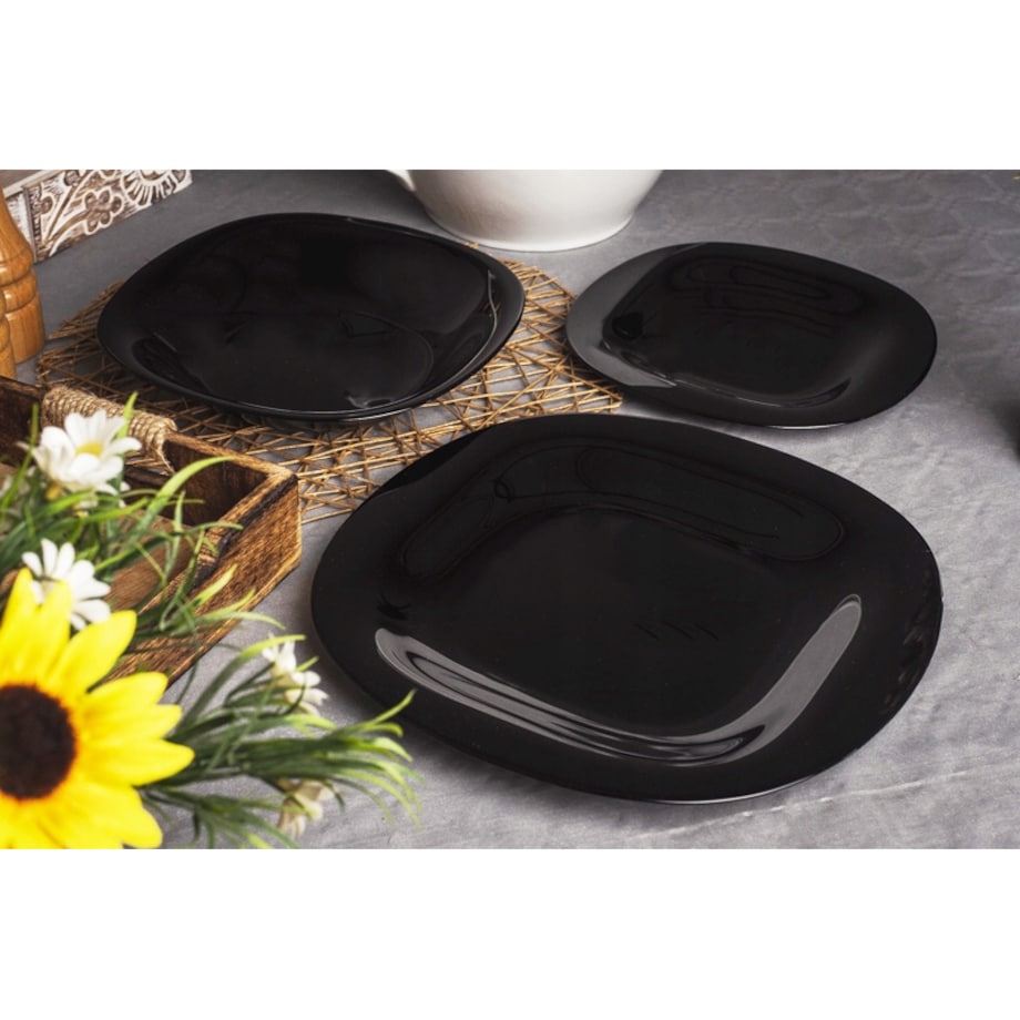 TALERZE DESEROWE 6szt kwadratowe czarne na desery ciasto 19,5cm jedzenie