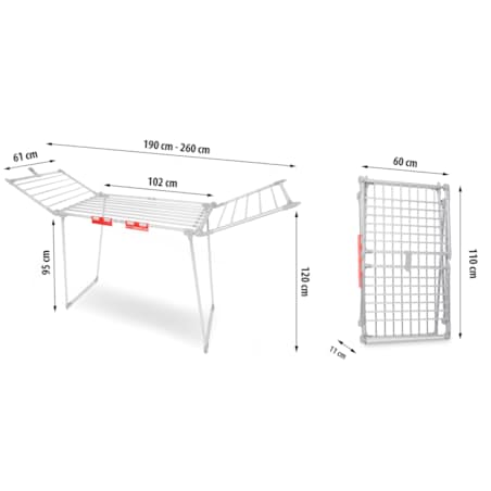 Suszarka na pranie ze stali nierdzewnej stojąca 27m Massido Lydia