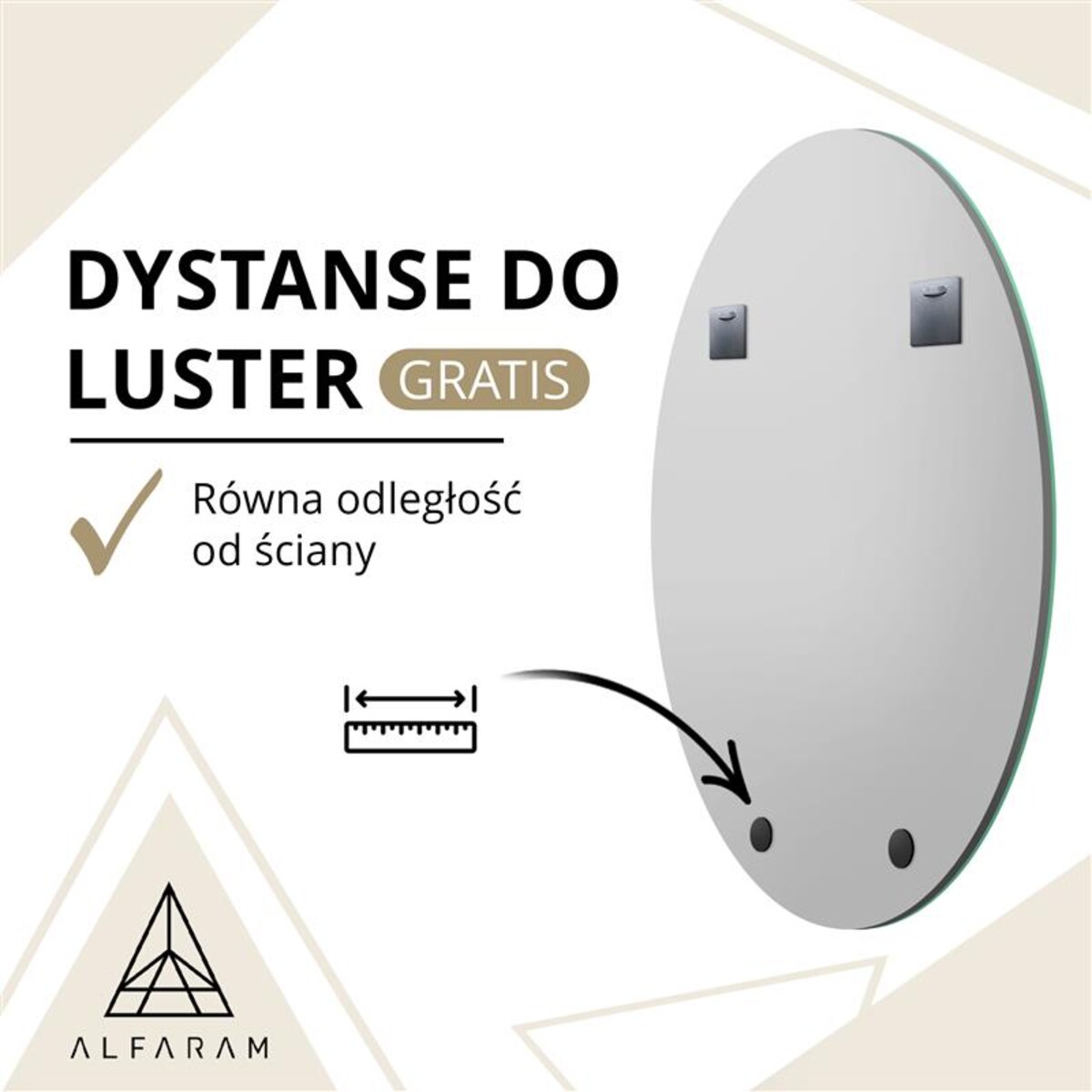 Lustro dekoracyjne BONA srebrne z złotym paskiem fi 140