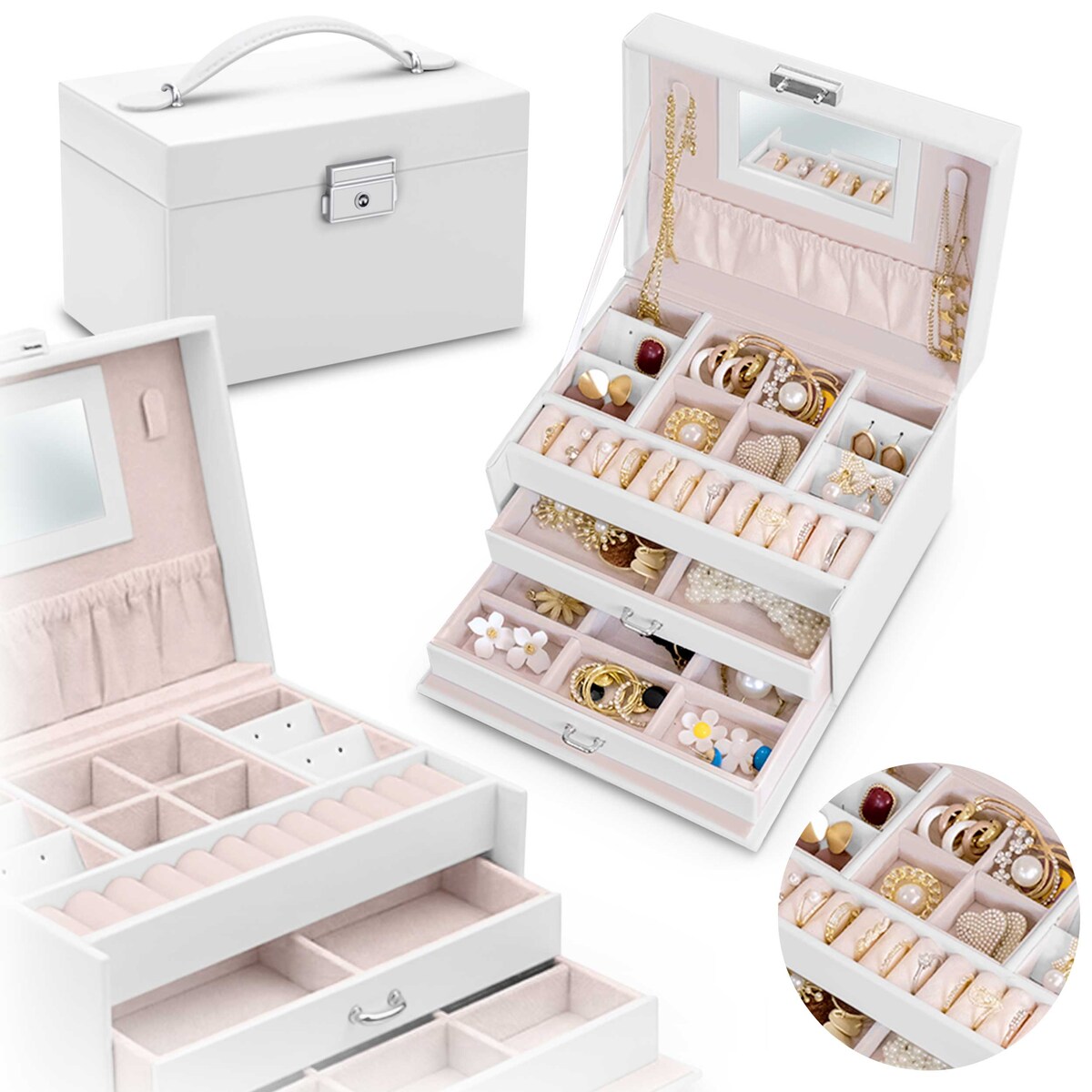 Pudełko szkatułka na biżuterię białe Massido