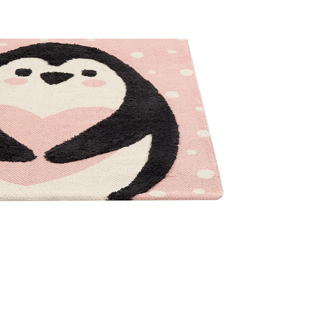 Dywan dziecięcy bawełniany motyw pingwina 80 x 150 cm różowy PENGKOL