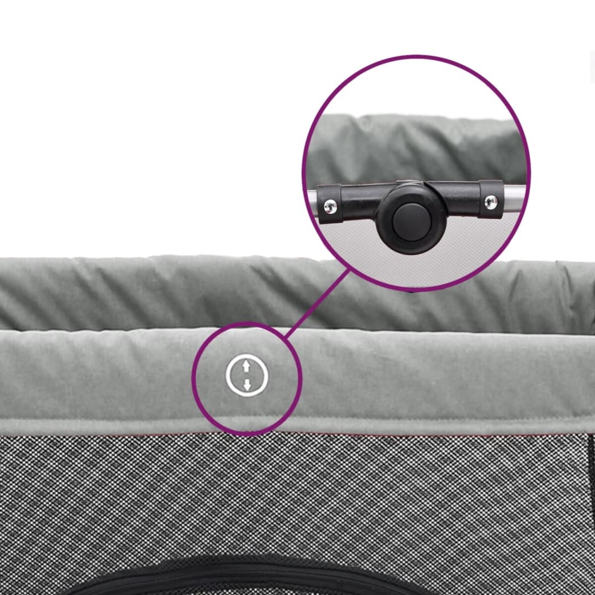 vidaXL Kojec dla dziecka z materacem, jasnoszary, lniana tkanina