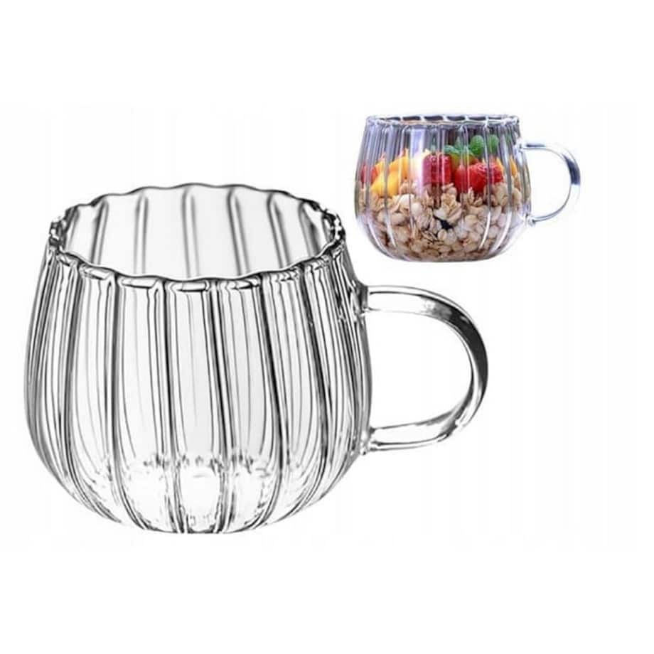 Szklanka kubek Bergman z uchwytem ryflowana do kawy herbaty 400ml 1szt