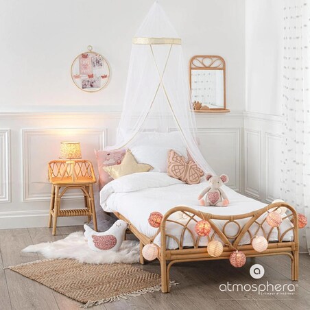 Ozdobna szafka nocna do pokoju dziecięcego, 56 cm, rattanowa