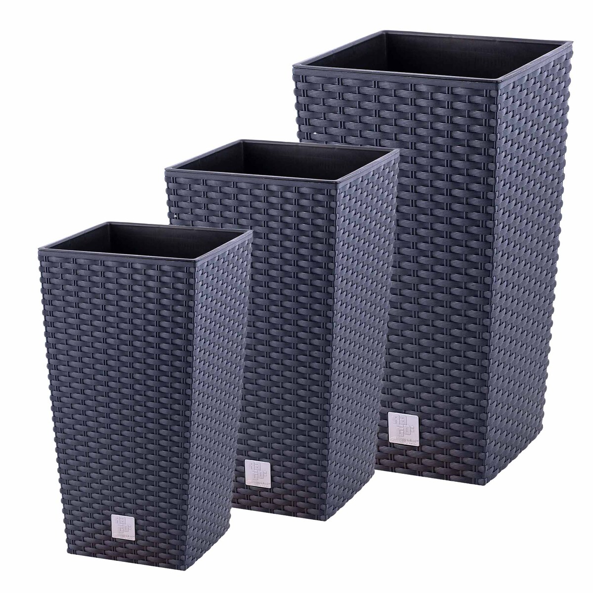 3X Doniczka Rattan Donica Zestaw Na Taras + Wkład