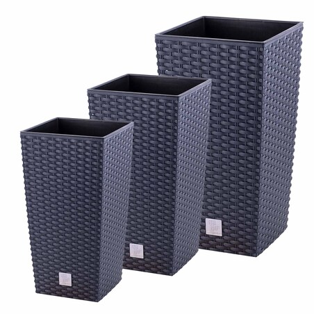 3X Doniczka Rattan Donica Zestaw Na Taras + Wkład