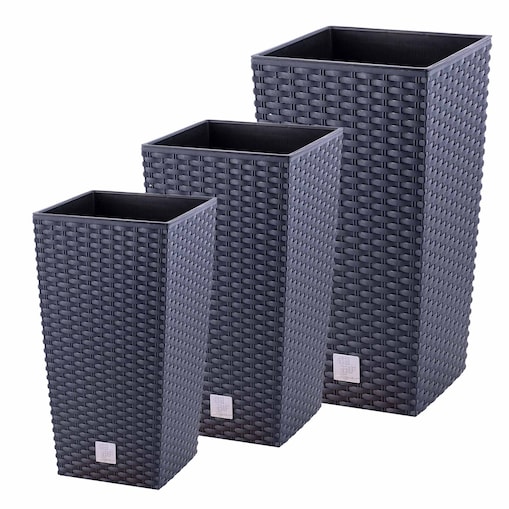 3X Doniczka Rattan Donica Zestaw Na Taras + Wkład
